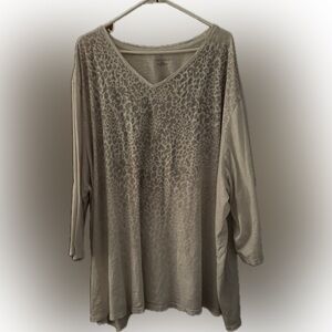 Catherines Cream Leopard Print Long Sleeve Top